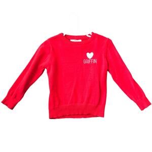 size 3y red Griffin embroidered sweater crew neck cotton sweater in red
